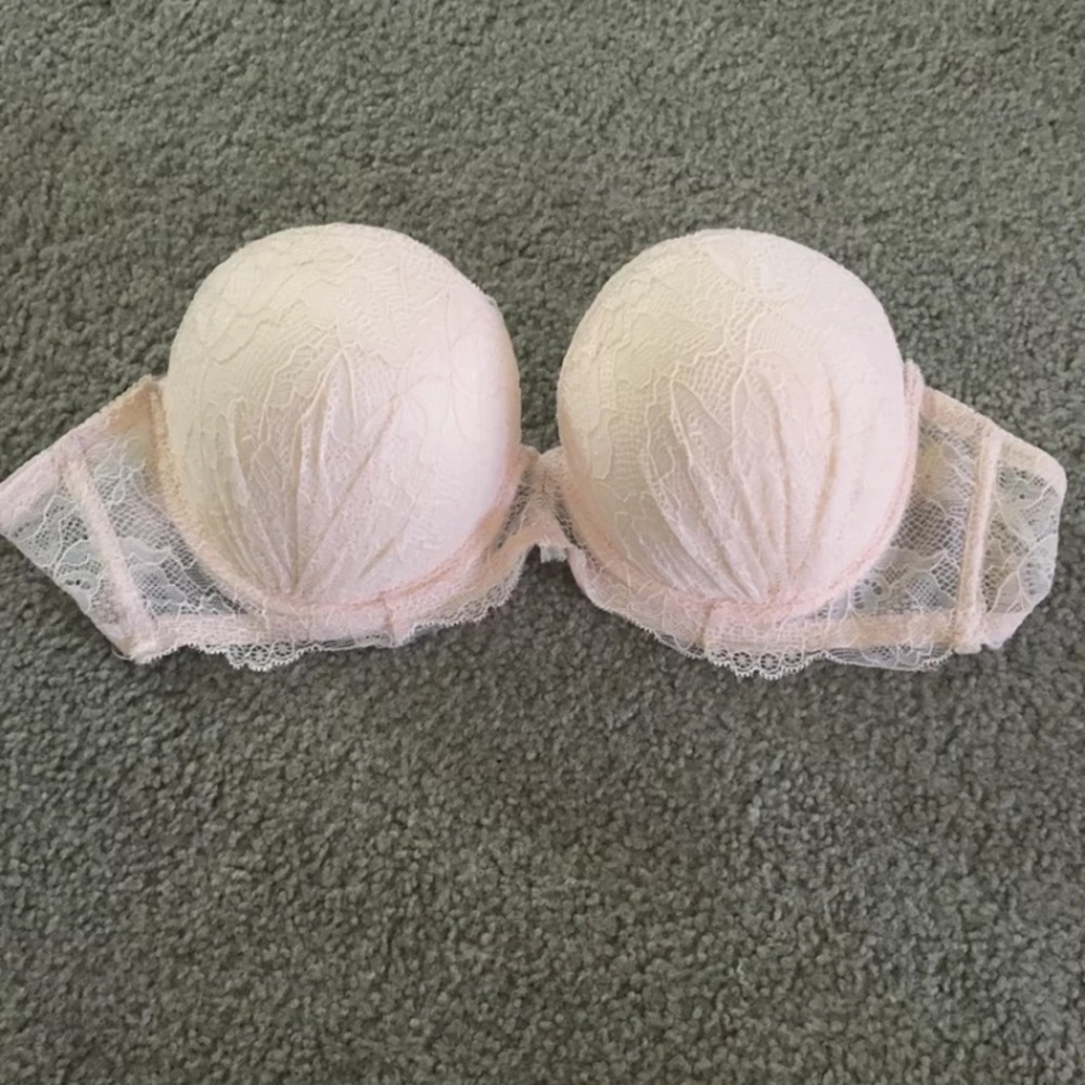 Lace Cream Strapless Bra 36C
